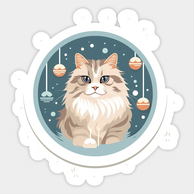 Siberian Cat Xmas Ornament, Love Cats Sticker by logiamerch
